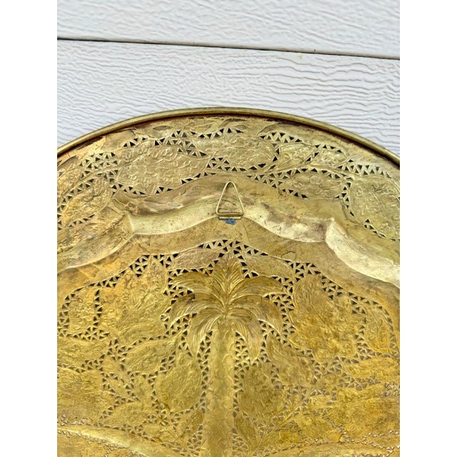 Mid 20th Century Vintage Mid Century Handmade Brass Arabian Tray For Sale - Image 5 of 9
