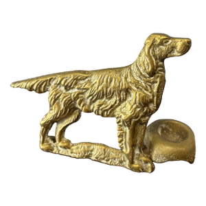Vintage English Brass Hunting Dog Pipe Rest