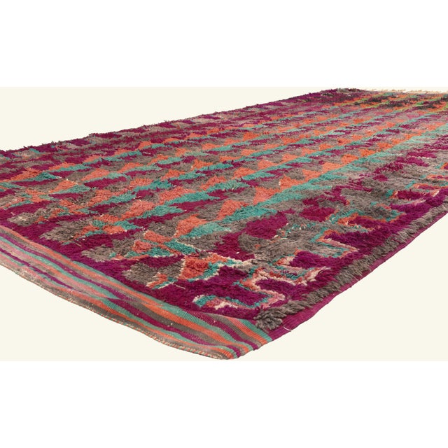 22074 Vintage Boujad Moroccan Rug, 07'08 x 15'08. The Guardian's Passage: A Vintage Boujad Moroccan Masterpiece of Tribal...