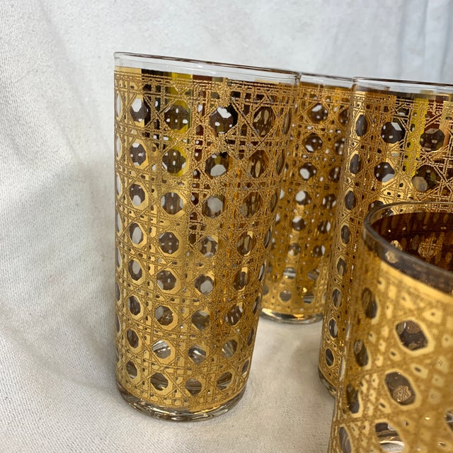 1960s 1960s Culver Ltd. “Cannella” Pattern Highball and Tumblers Glasses - Set of 18 For Sale - Image 5 of 8
