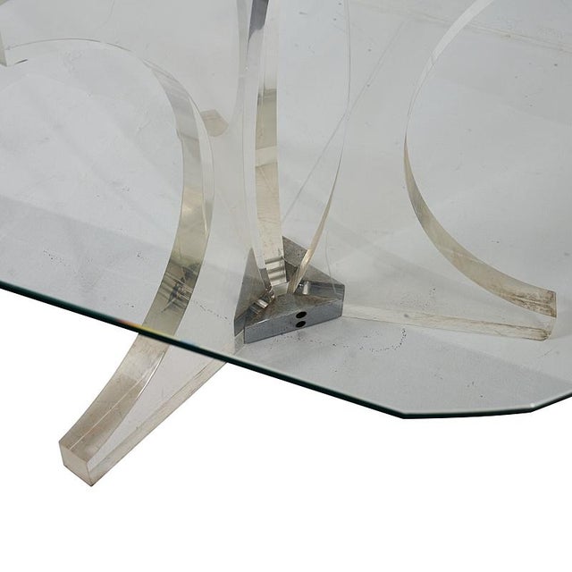 Modern 1970s Schumacher Octangle Plexiglass Top Dining Table For Sale - Image 3 of 4