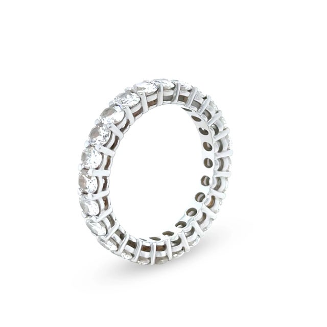 Metal 18ct White Gold Oval Diamond Eternity Ring 3.45ct For Sale - Image 7 of 8