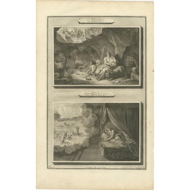 Baroque Pieter Mortier, Daniel in the Lions' Den and the Vision of the Four Beasts, 1700, Engraving For Sale - Image 3 of 12