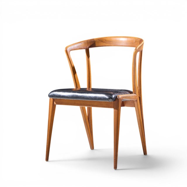 Bertha Schaefer for Singer & Sons Mid Century Italian Walnut Dining Chairs - Set of 4 For Sale In Chicago - Image 6 of 11
