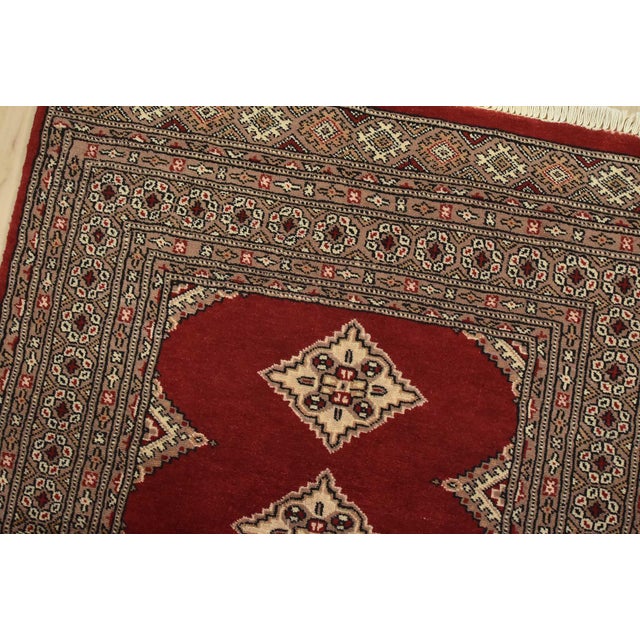 2020s Bokhara Jaldar Rug 3′ X 4’11” Red Wool Tribal Hand-Knortted Oriental Carpet For Sale - Image 5 of 10