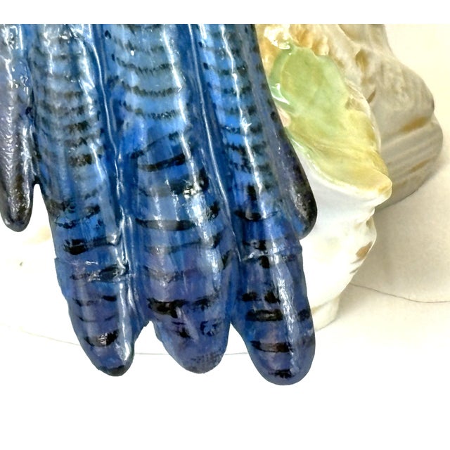 1940's Germany Hand Painted Large Porcelain Parrots- A Mirrored Pair For Sale - Image 13 of 18