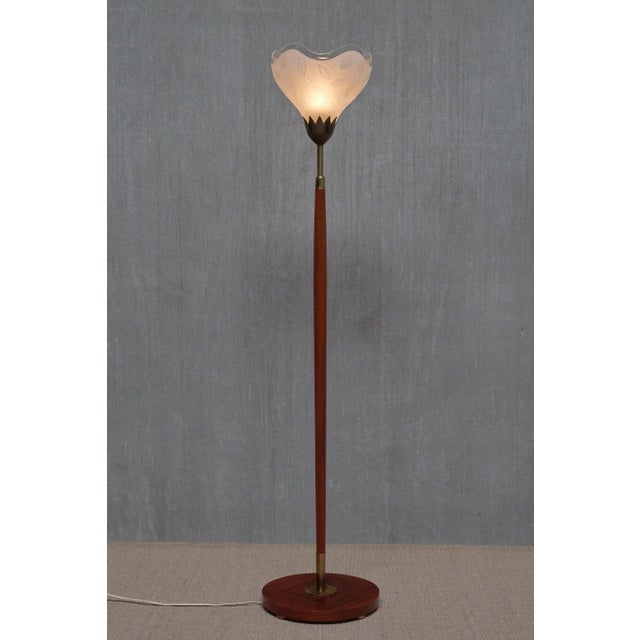 Vintage Swedish Floor Lamp in Mahogany by Carl Fagerlund for Orrefors, 1950s For Sale - Image 15 of 15