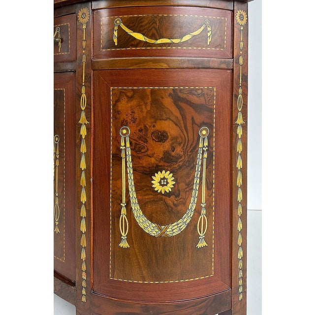 Late 20th Century Demi-Lune Console Cabinet With Inlays and Embellished With Painted Decorations For Sale - Image 9 of 15