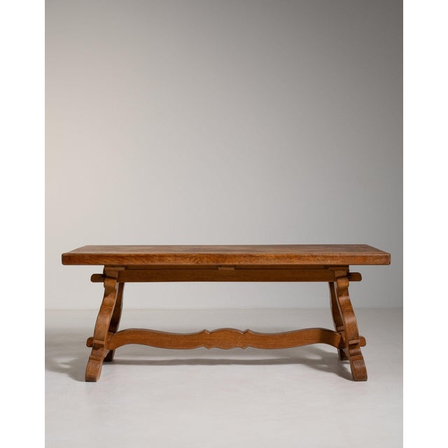 Mid 20th Century Mid 20th Century France Amber Wood Dining Table For Sale - Image 5 of 11