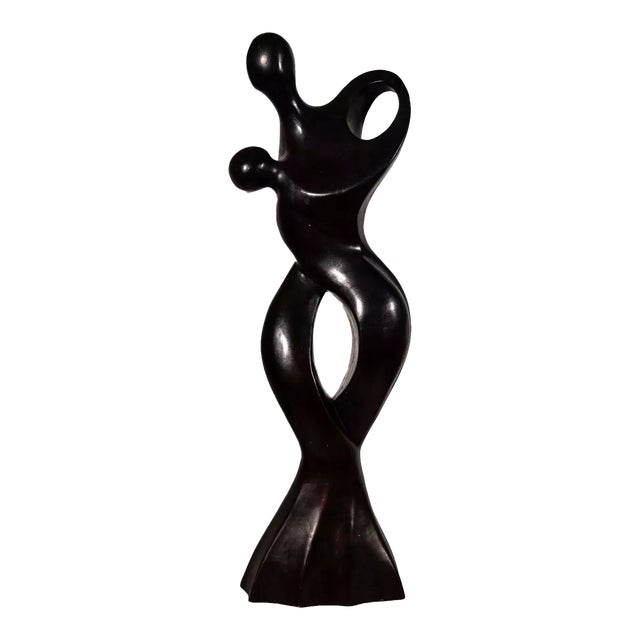 Postmodern Dancing Couple Ironwood Solid Wood Carved Sculpture For Sale