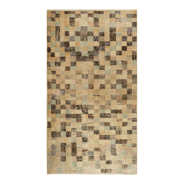 Vintage Zeki Müren Rug With Polychromatic Cubist Patterns, From Rug & Kilim For Sale