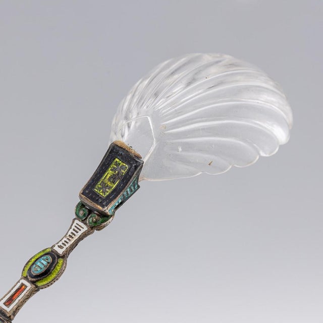 Antique 19th Century Austrian Silver, Enamel & Rock Crystal Spoons, 1880s, Set of 3 For Sale - Image 3 of 18