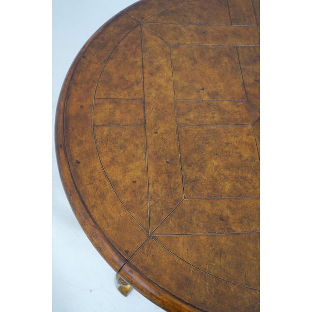 Round Leather Top Metal Base Coffee Table For Sale - Image 12 of 13