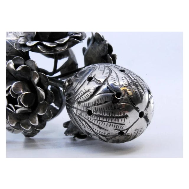 Silver Toothpick Holder with Flowers, Palmettes Chalice and Round Base with Feet For Sale - Image 9 of 10