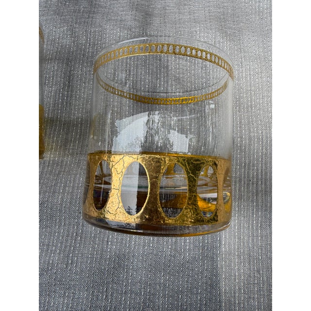 Mid 20th Century Vintage Culver Antigua 22k Gold Lowball Glasses Set of 3 For Sale - Image 5 of 13