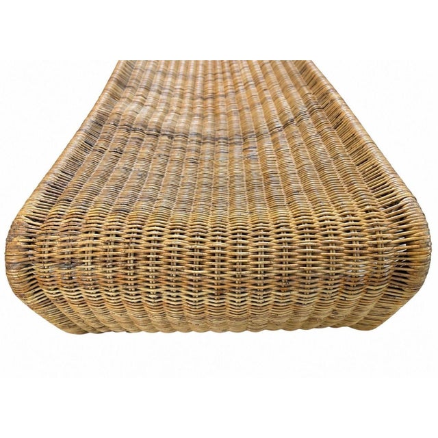Wood Sculptural Woven Rattan Chaise Lounge, Italy 1960 For Sale - Image 7 of 10