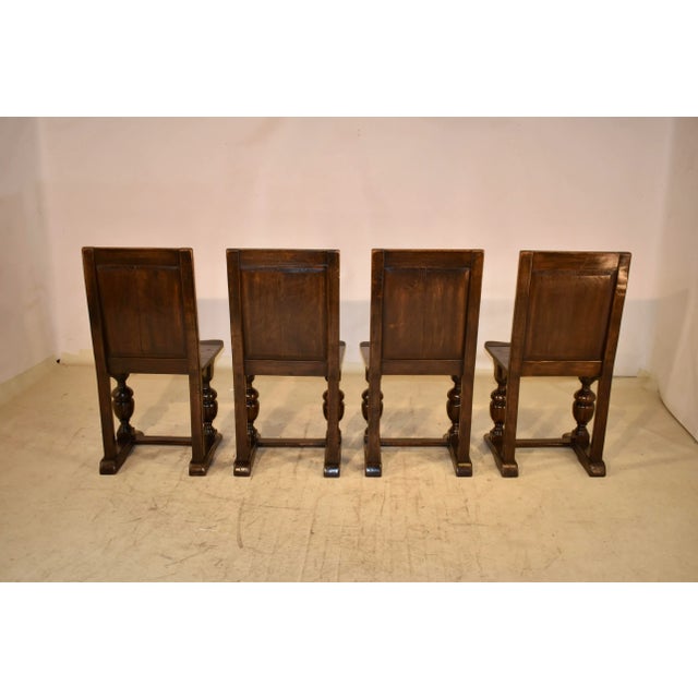 19th Century 19th Century Set of 4 English Oak Parquetry Chairs For Sale - Image 5 of 12