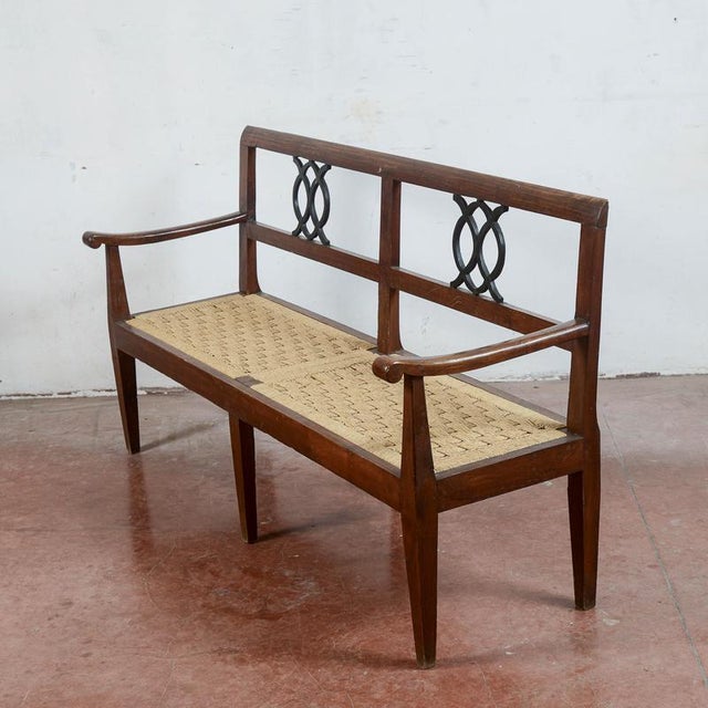 18th Century Style Bench with Raffia and Straw Seat For Sale - Image 4 of 15