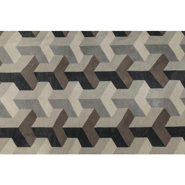Traditional Vintage Verner Panton Ypsilon Rug With Gray Geometric Design - Rug & Kilim For Sale - Image 3 of 4