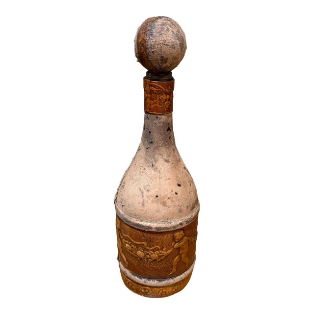 Italian Leather-Wrapped Bottle Decanter For Sale