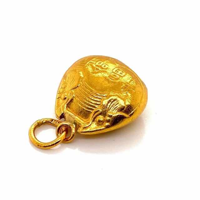 Gold Oriental 24k Gold Bell Charm Pendant For Sale - Image 8 of 12