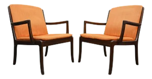 Ole Wanscher Lounge Chairs in Mahogany - a Pair
