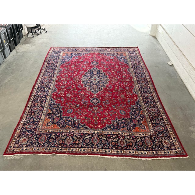 Persian 11ft 4 in × 15ft 6 in Persian Kashan Handmade Wool Rug For Sale - Image 3 of 12