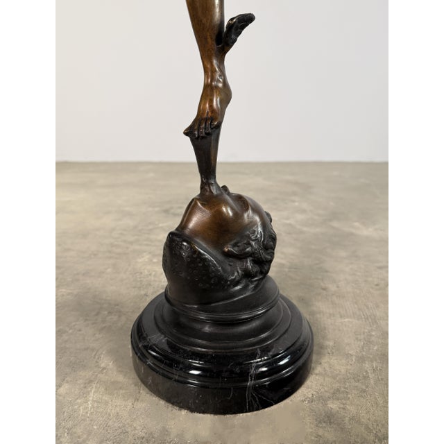 Large Bronze Mercury (Hermes) Sculpture After Boschetti – 31” Tall, Classical Grand Tour For Sale - Image 4 of 10