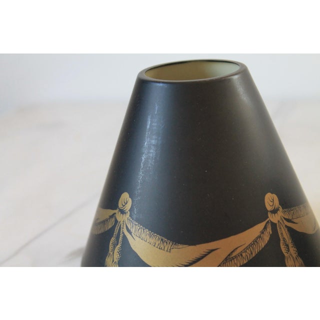 Metal Pair of Vintage Tapered Cone-Shaped Toleware Metal Lamp Shades For Sale - Image 7 of 13