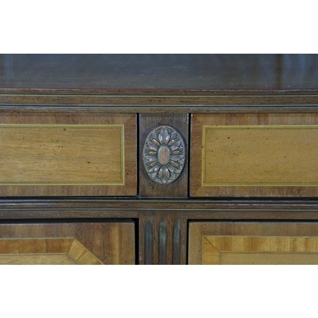 1960s Vintage Kittinger American Federal Style Mahogany & Satinwood Triple Dresser 87" For Sale - Image 5 of 18