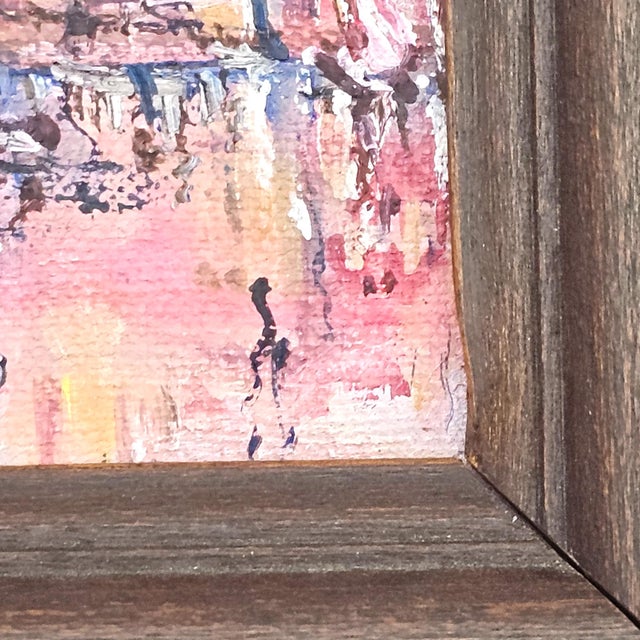 Mid-Century Harbor Sunset Miniature Oil Painting by Margery Hudson For Sale In San Francisco - Image 6 of 9