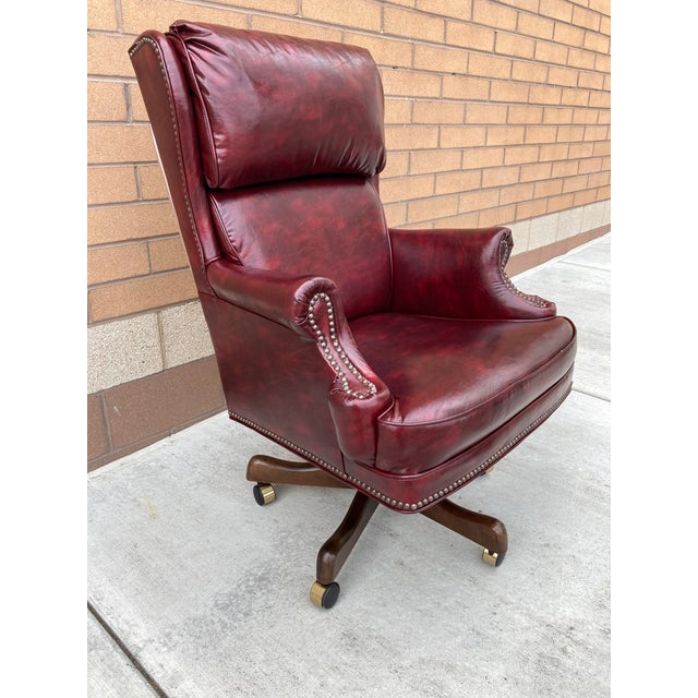 Leather Wingback Executive Desk Chair Manner of Hancock and Moore