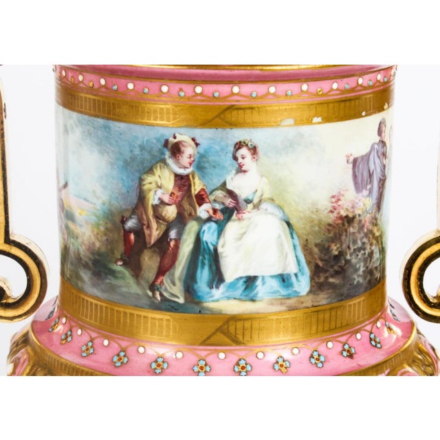 19th Century French Ormolu Mounted Pink Sevres Lidded Vases, Set of 2 For Sale - Image 16 of 18