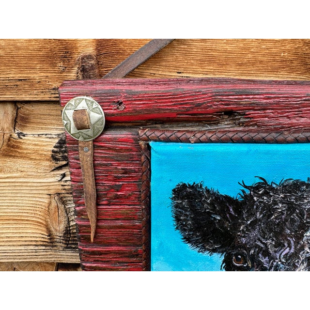 Realism Curley Boy~ Willie Britt, Original Acrylic Painting, "Curly Boy" Scrappy Young Bull Is Always Looking for Someone to Spar With. For Sale - Image 3 of 7