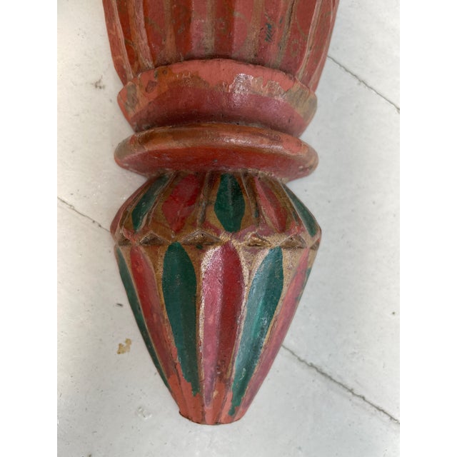 Late 19th Century A Large Polychrome Carved Wood Wall Pocket For Sale - Image 5 of 8
