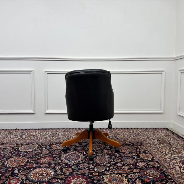 English Black Chesterfield Desk Chair For Sale - Image 4 of 8