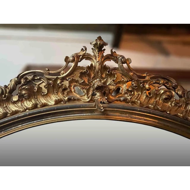 Antique Overmantel Mirror With Hand Carved, Giltwood Frame For Sale In New York - Image 6 of 9