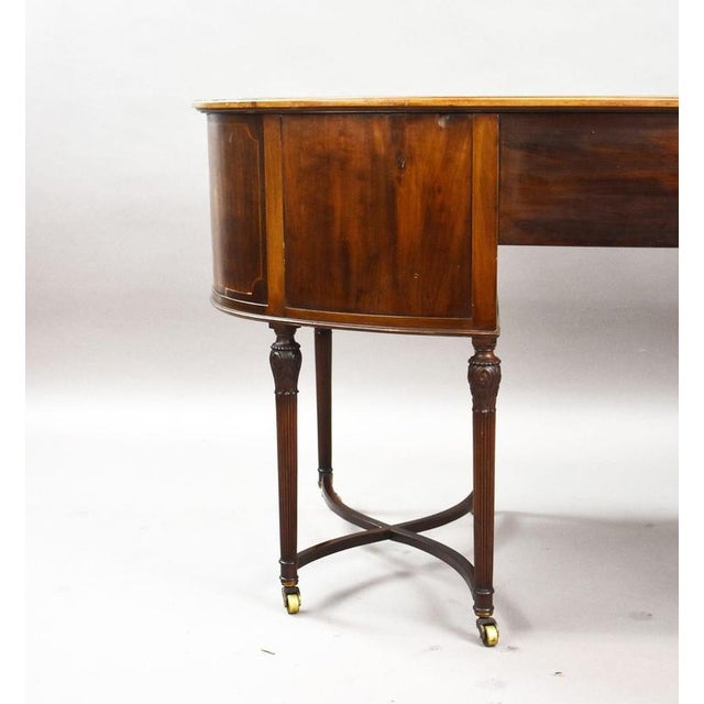 Edwardian Flame Mahogany Kidney-Shaped Writing Desk, 1900 For Sale - Image 10 of 13