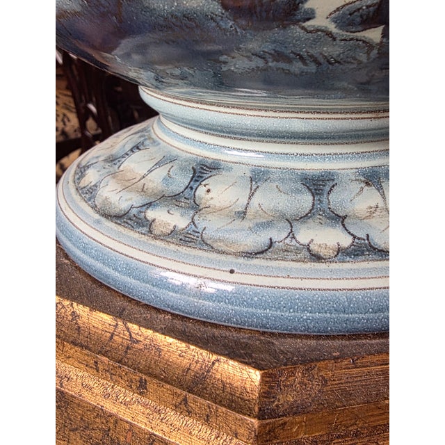 Italian Majolica Blue and White Urn Lamp For Sale - Image 9 of 17