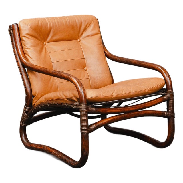 Mid-Century Leather Lounge Chair For Sale