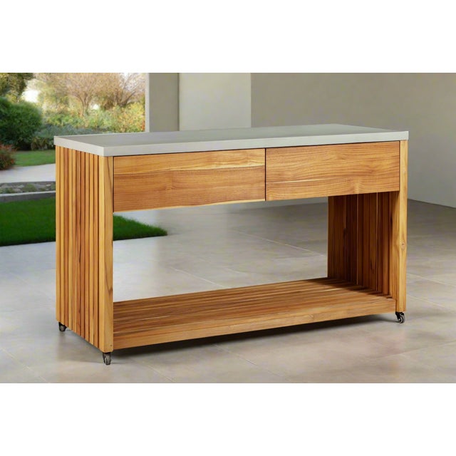 Eclipse Outdoor Solid Teak Wood Kitchen Island For Sale - Image 9 of 10