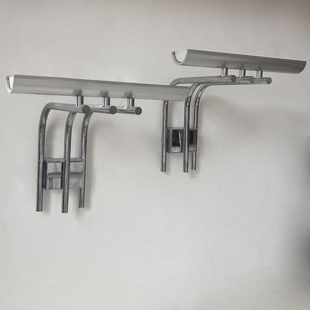 Vintage Studio Wall Lighting in Chrome Metal, 1978, Set of 2 For Sale - Image 10 of 12