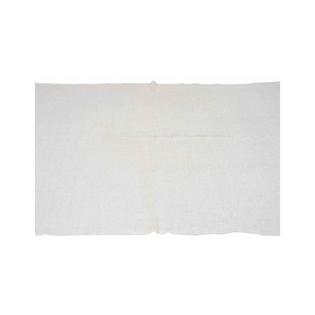 White Vintage Modern Hemp Kilim Rug - 5`4" X 8`0" For Sale In Los Angeles - Image 6 of 6