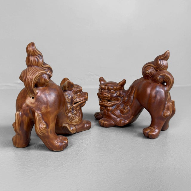 Japanese Ceramic Shisa Figures, 1980, Set of 2 For Sale - Image 6 of 11
