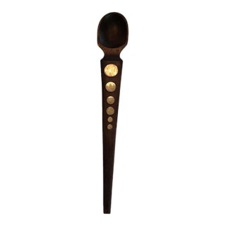 1950s William Spratling Solid Rosewood Inlaid Silver Serving Spoon Taxco Mexico For Sale