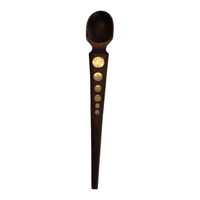 1950s William Spratling Solid Rosewood Inlaid Silver Serving Spoon Taxco Mexico For Sale