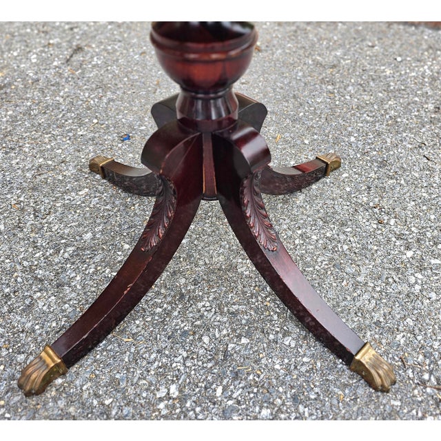 Louis Scalera English Regency Mahogany and Tooled Leather Pedestal Side Tables - a Pair For Sale - Image 9 of 10