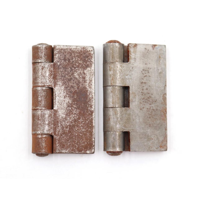 Pair of Vintage 2.5 X 2.5 In. Blank Steel Cabinet Door Hinges For Sale - Image 4 of 4