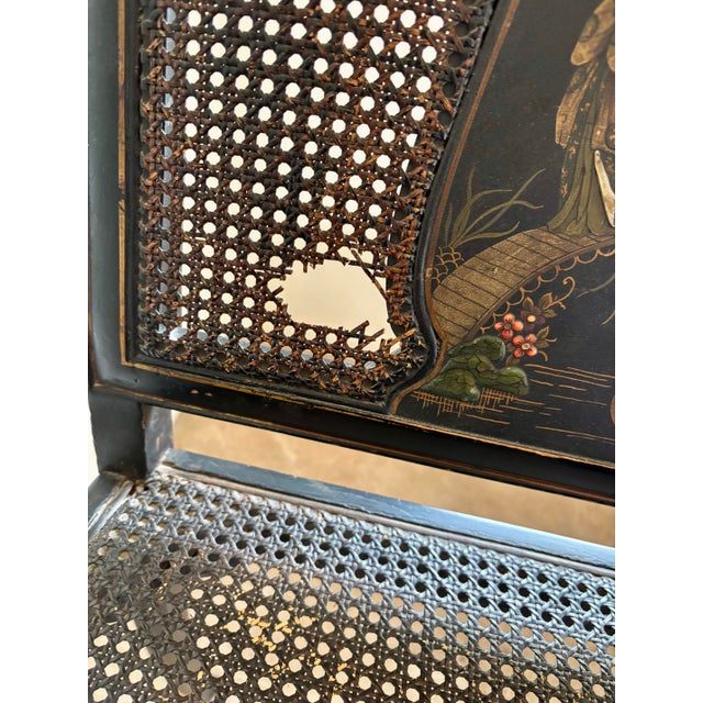 1930s Early 20th Century Black Asian Wicker Chair For Sale - Image 5 of 7