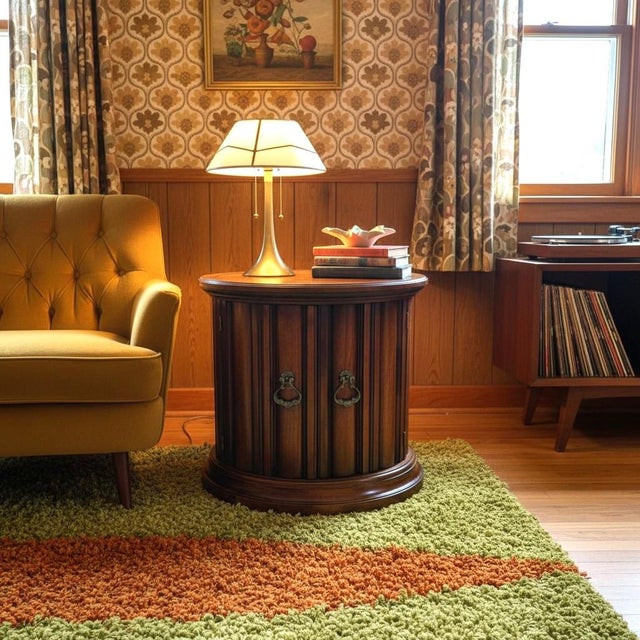 Vintage Brandt Diplomat Drum Table Mahogany Round End Table-Storage-Side-Accent For Sale - Image 12 of 12